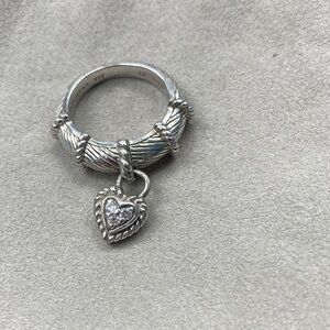 Judith Ripka Silver Heart Charm Ring